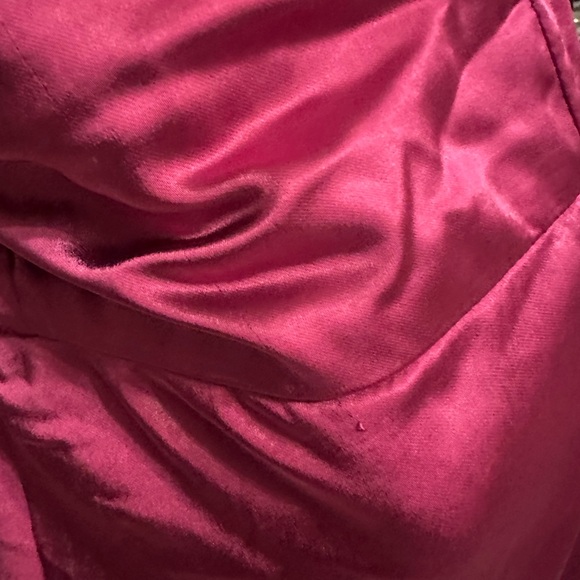 Lulu's Graceful Sophistication Magenta Pink Satin Bow Tie Straps Midi Dress M - Picture 11 of 12